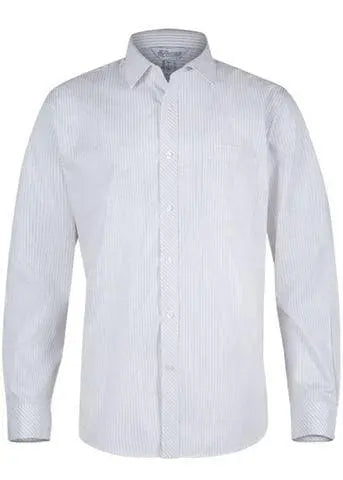 Aussie Pacific Men's Bayview Long Sleeve Shirt 1906L Corporate Wear Aussie Pacific White/Silver XXS